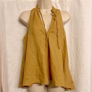 Pilcro Anthropologie Feminine Linen Sleeveless Halter Neck Golden Mustard Top XS